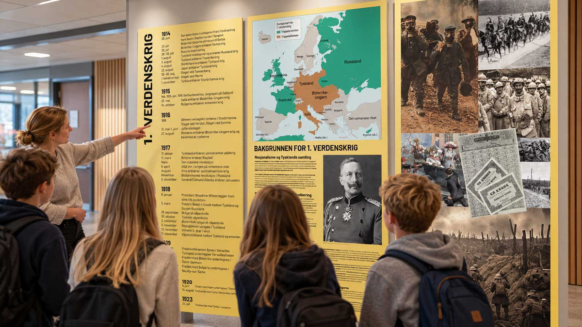 Informasjonsdekor om første verdenskrig for historieundervisning