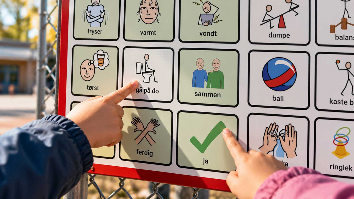 ASK-uteskilt – kommunikasjonstavle med symboler i skolegården som gir alle barn en stemme i leken ute