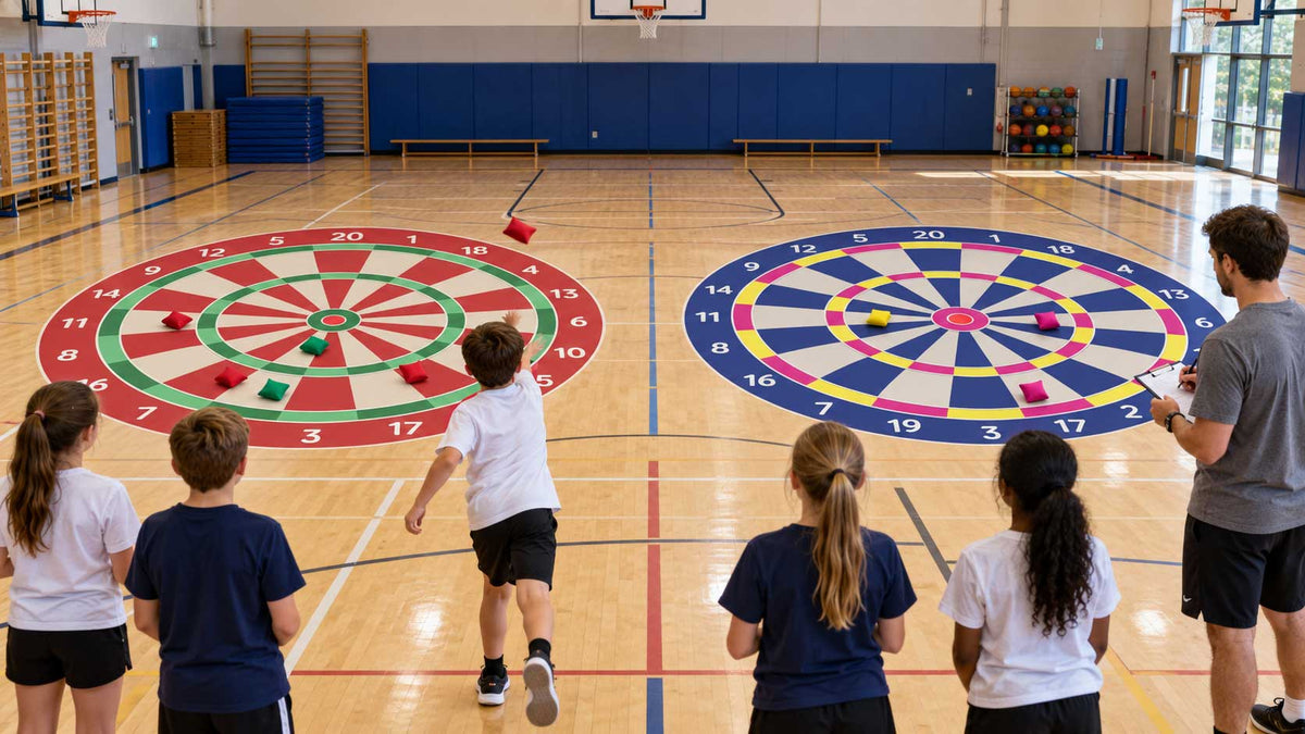 Dartspill gulvvinyl  skole – aktiv lek motorikk, matematikk, barn pedagogisk aktivitet barnehage 
