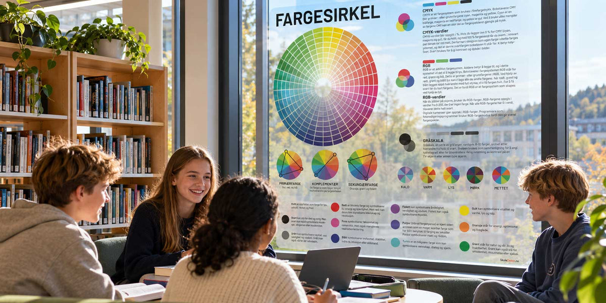 Fargesirkel som veggdekor for fargelære i kunst og håndverk