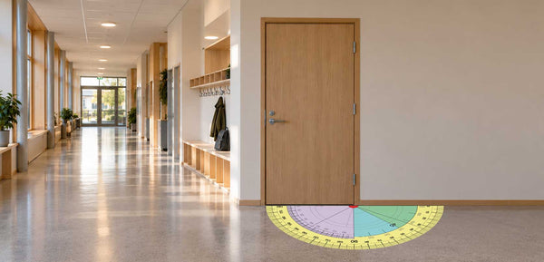 Gradskive farger – fargerik gradskive fra 0 til 180 grader på gulvet i skolen