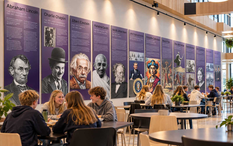 Veggdekor med kjente historiske personer for samfunnsfag