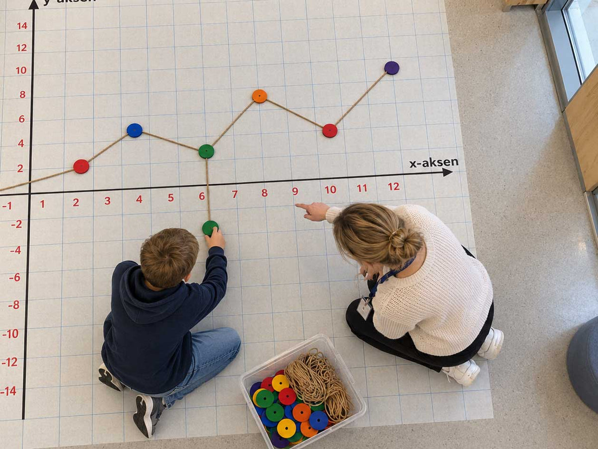 Koordinatspill gulvvinyl for klasserom – aktiv læring matematikk skole barnehage pedagogisk lek