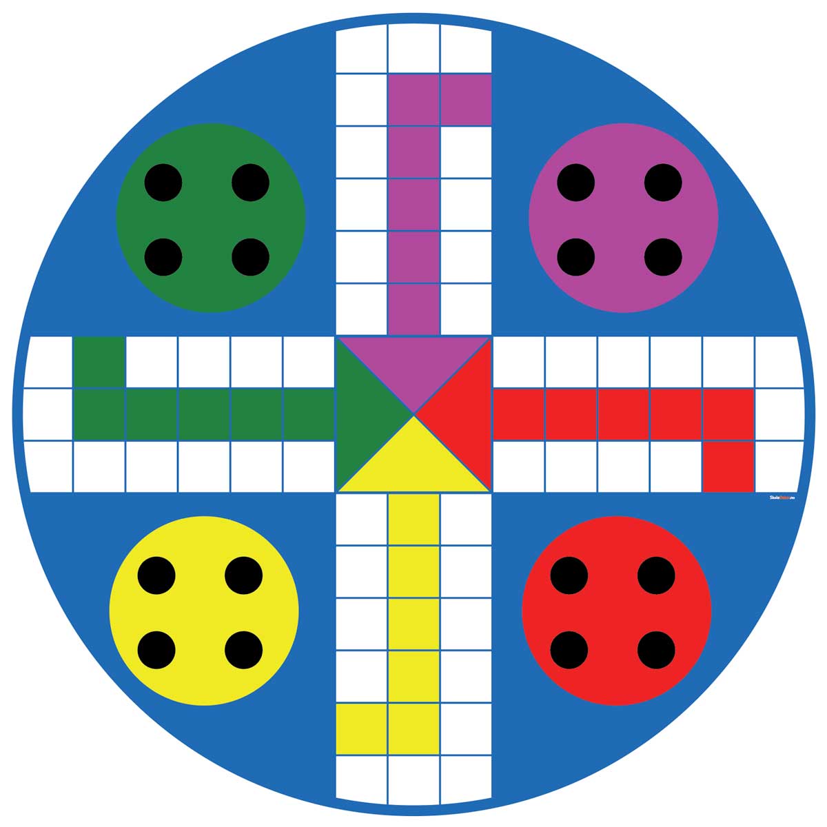 Ludo gulvvinyl stor format – klassisk brettspill for barn skole barnehage aktiv lek klasserom