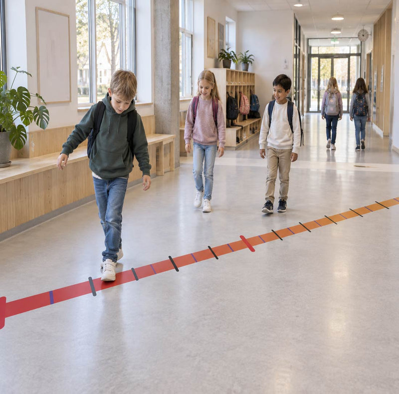 Tallinje som gulvfolie i skolen – stor tallinje for addisjon, subtraksjon og tallforståelse i bevegelse