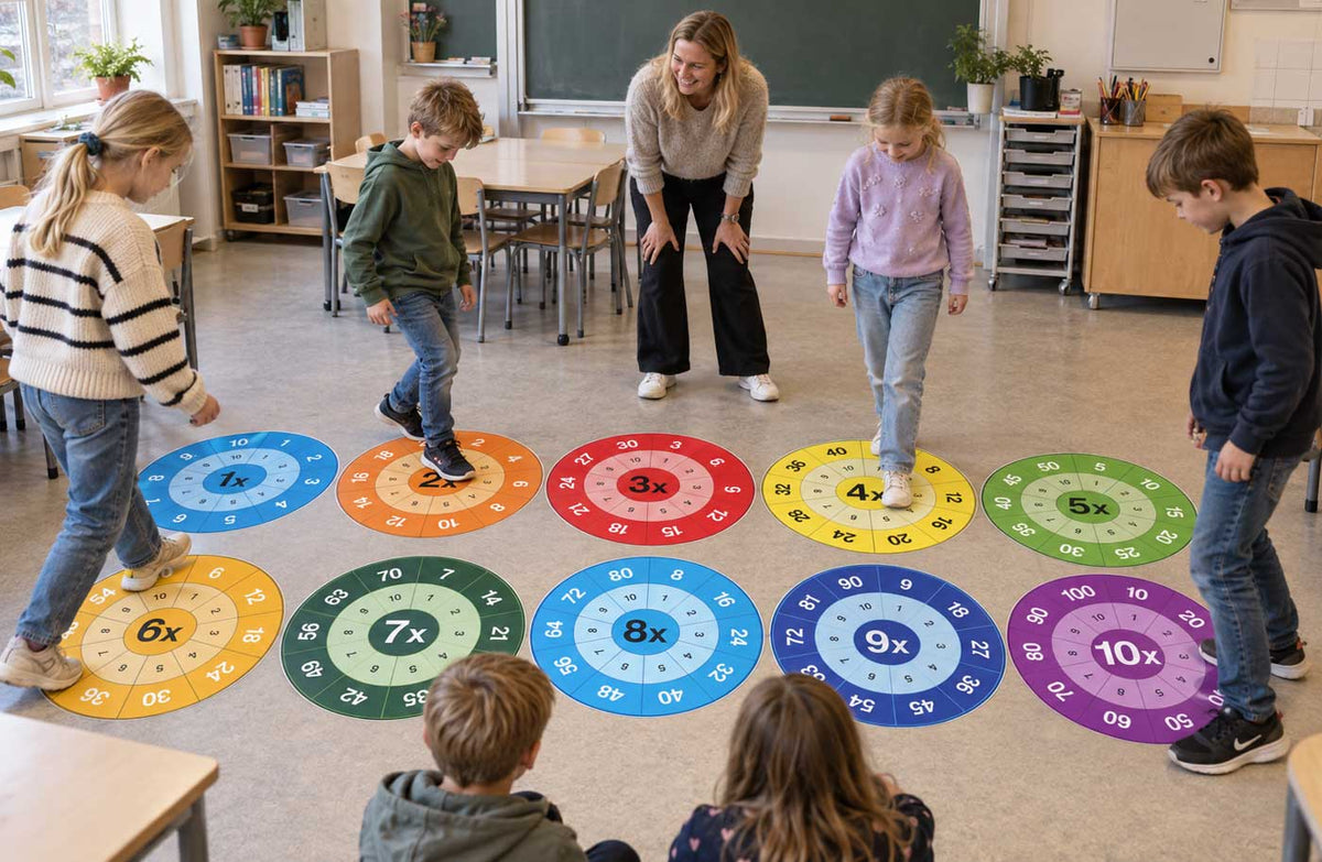Gangehjul-gulvfolie på skolegulvet, sett ovenfra