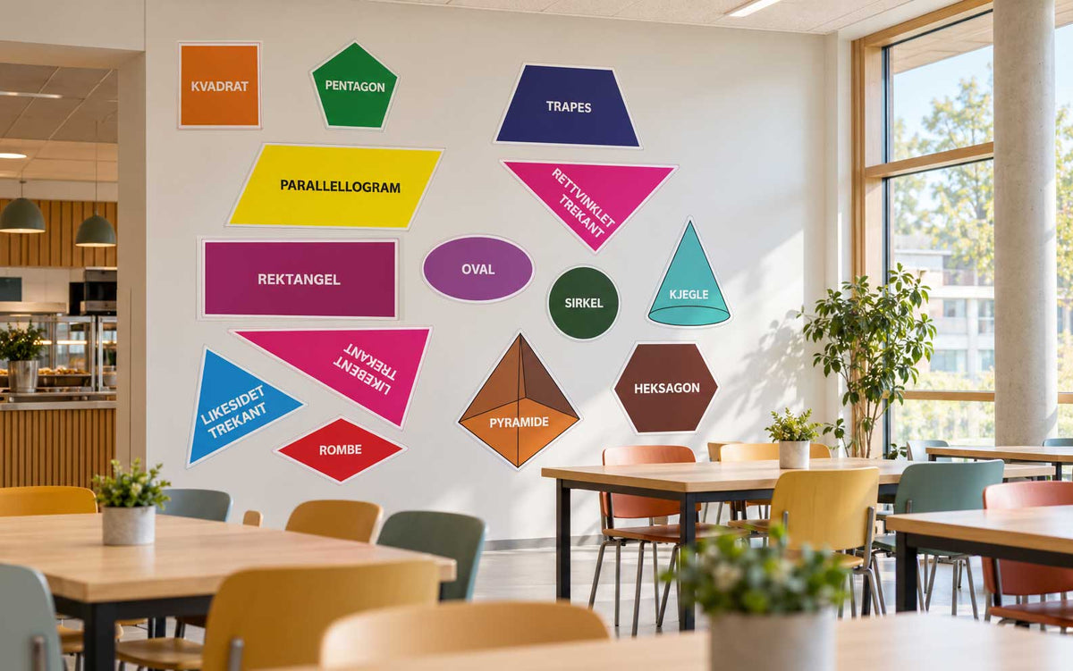 Fargerike geometriske former brukt i undervisning om geometri
